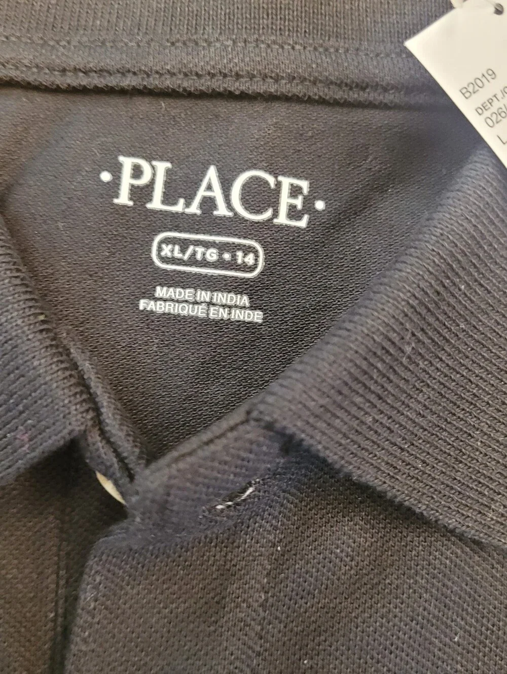 Polo Shirt Black Golf Shirt Short Sleeve Children's Place New Size 14 XL